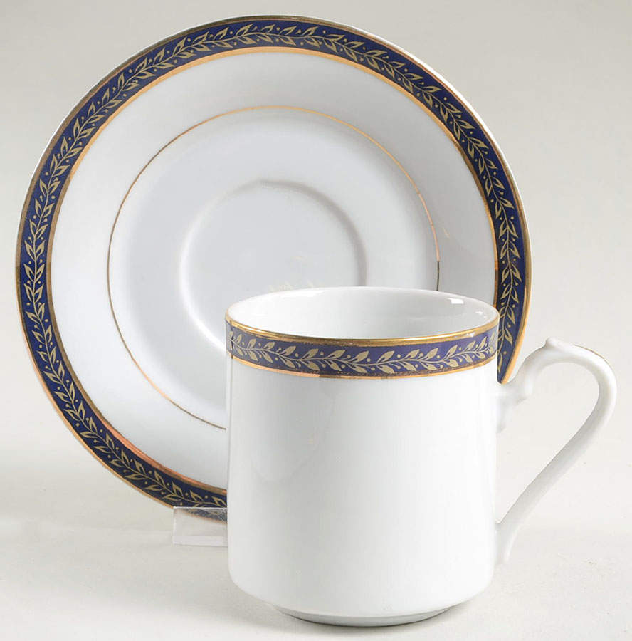 Empress (Cobalt with Gold Design) Flat Cup & Saucer Set by Sango-1