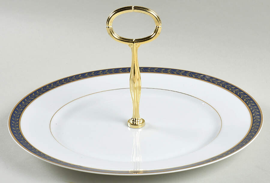 Empress (Cobalt with Gold Design) Round Serving Plate with Center Handle (Dp) Hc by Sango-1