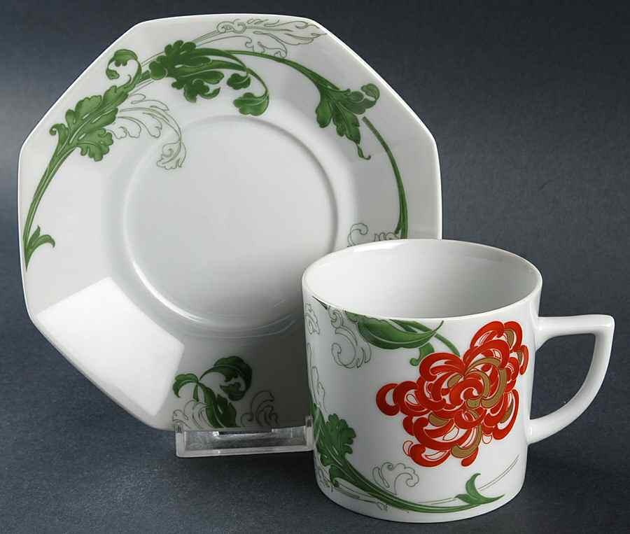 Exquisite Flat Cup & Saucer Set by Sango-1
