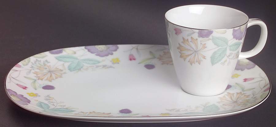 Fantasia (Platinum Trim) Snack Plate & Cup Set by Sango-1