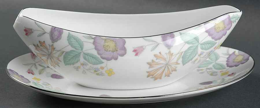 Fantasia (Platinum Trim) Gravy Boat & Underplate/Relish by Sango-1