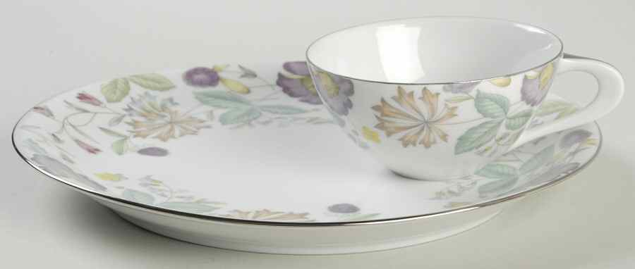 Fantasia (Platinum Trim) Snack Plate & Cup Set by Sango-1