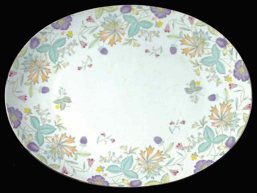Fantasia (Platinum Trim) 16" Oval Serving Platter by Sango-1