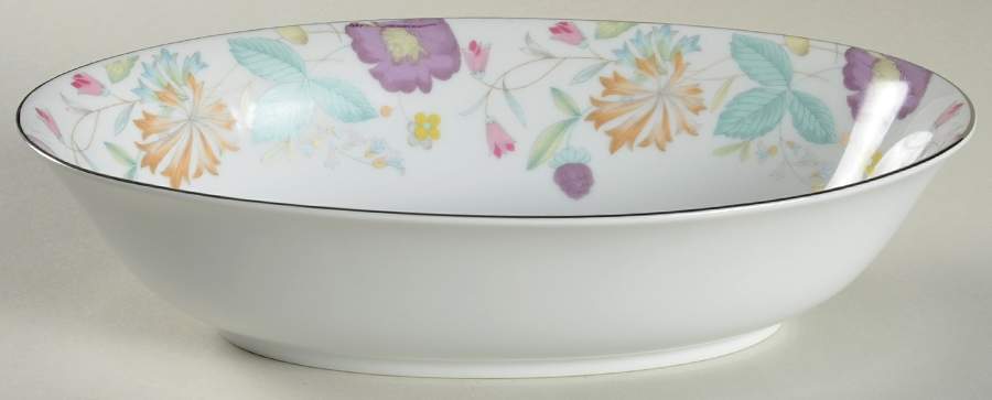 Fantasia (Platinum Trim) 10" Oval Vegetable Bowl by Sango-1