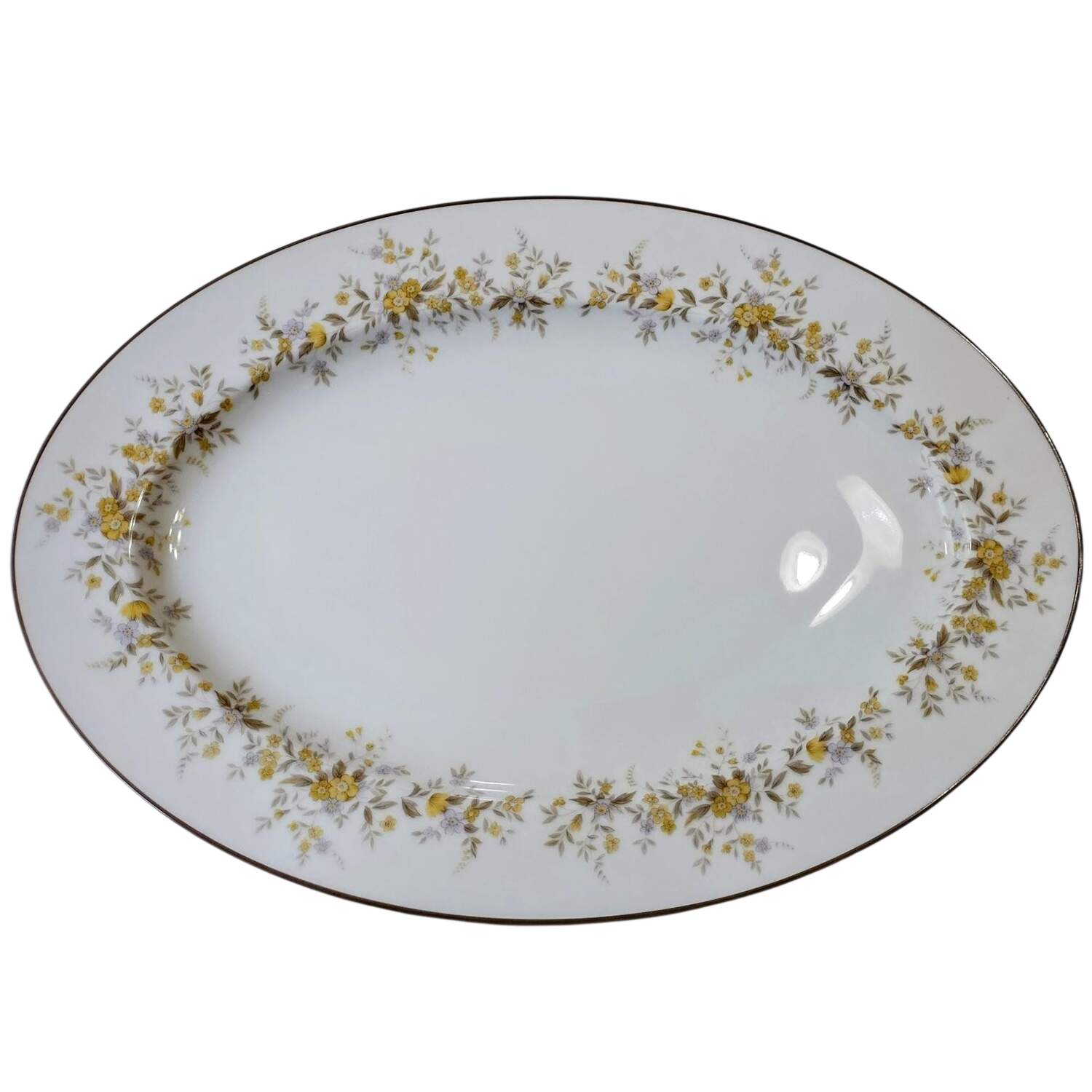 Fernwood 14" Oval Serving Platter by Sango-1
