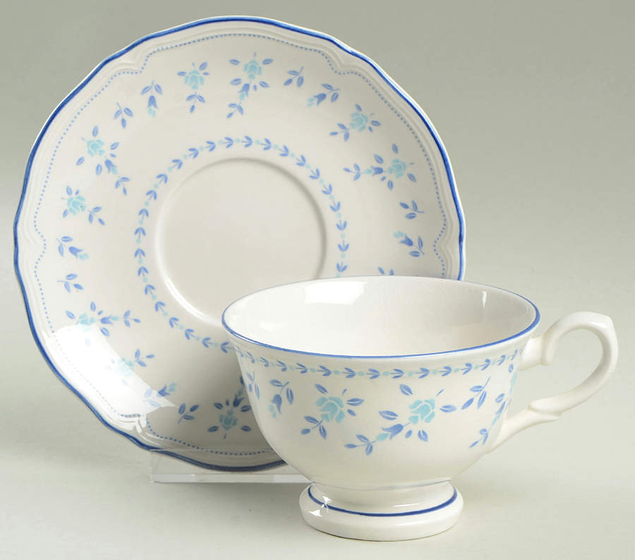 Fleur Blue Footed Cup & Saucer Set by Sango-1