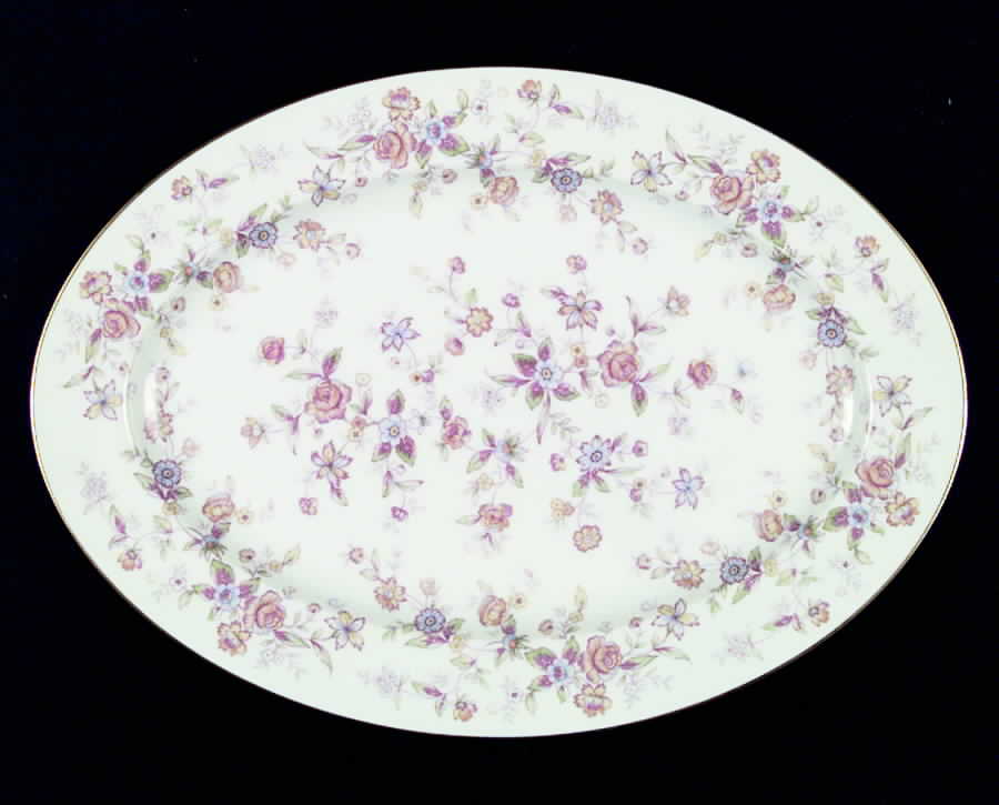 Fleurette 14" Oval Serving Platter by Sango-1