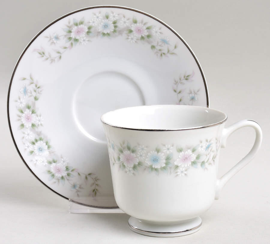 Flower Garden Footed Cup & Saucer Set by Sango-1