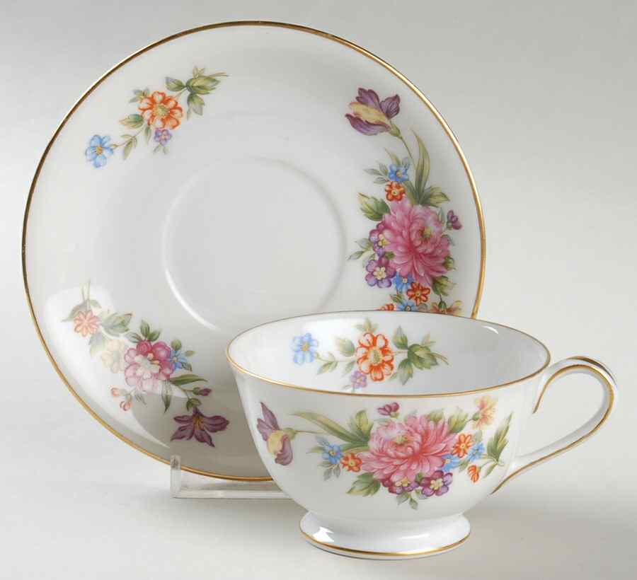Floradel Footed Cup & Saucer Set by Sango-1