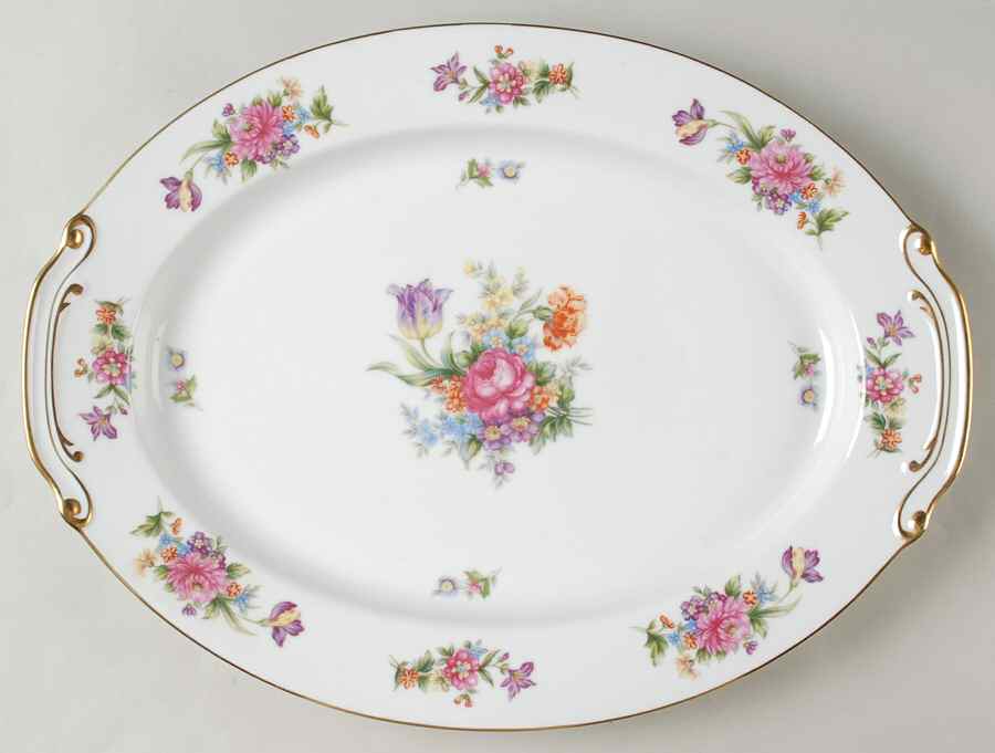 Floradel 16" Oval Serving Platter by Sango-1