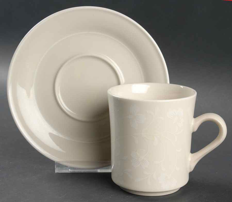 Fresh Flowers White Flat Cup & Saucer Set by Sango-1