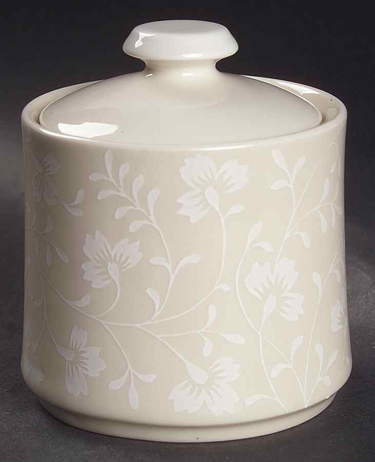 Fresh Flowers White Sugar Bowl & Lid by Sango-1