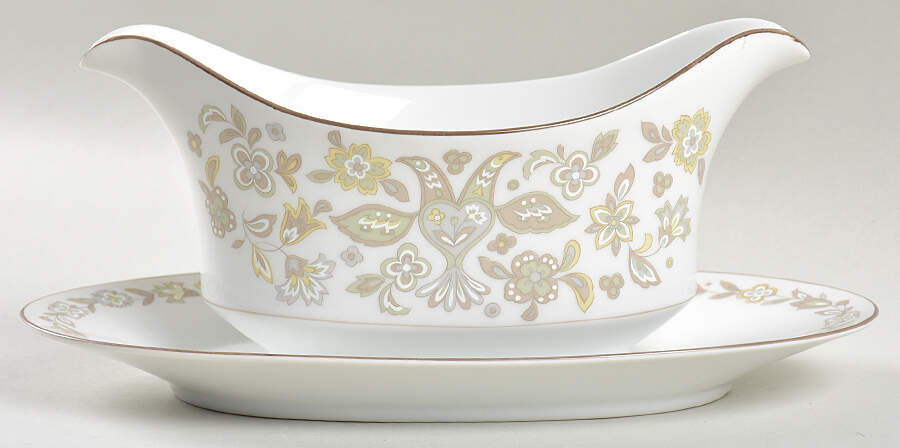 Garden Song Gravy Boat with Attached Underplate by Sango-1