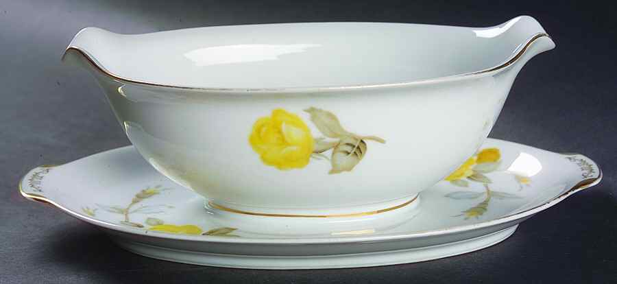 Georgianna (Rim) Gravy Boat with Attached Underplate by Sango-1