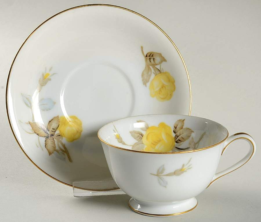 Georgianna (Rim) Footed Cup & Saucer Set by Sango-1