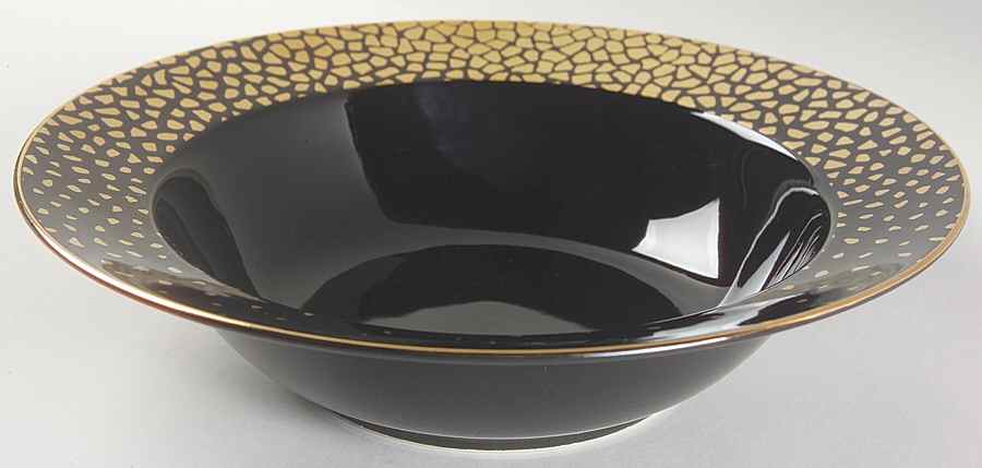 Gold Dust Black 10" Round Vegetable Bowl by Sango-1