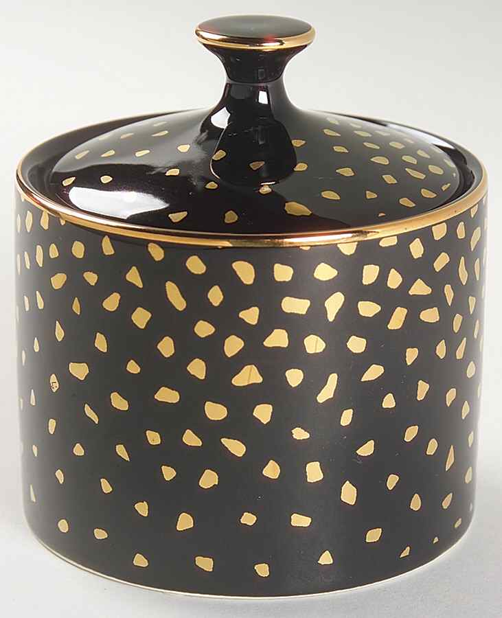 Gold Dust Black Sugar Bowl & Lid by Sango-1