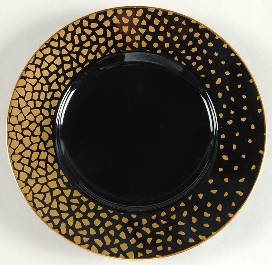 Gold Dust Black Salad Plate by Sango-1