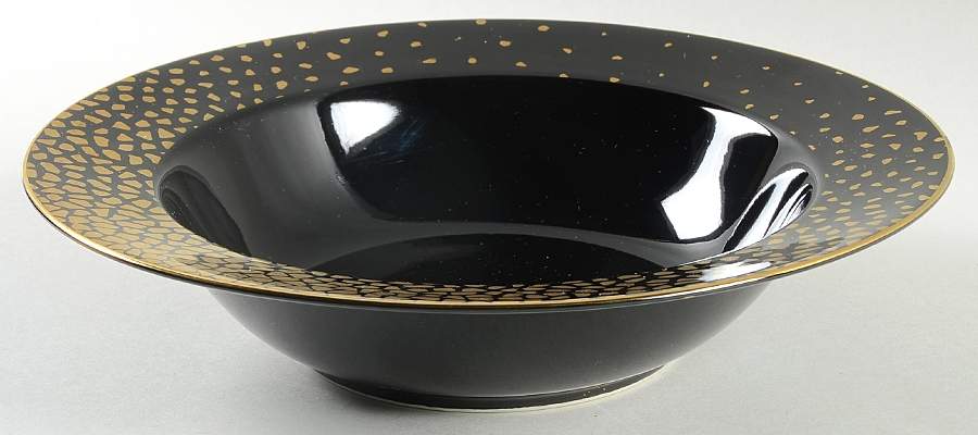 Gold Dust Black 9" Round Vegetable Bowl by Sango-1