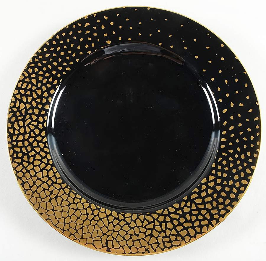 Gold Dust Black 12" Chop Plate (Round Platter) by Sango-1