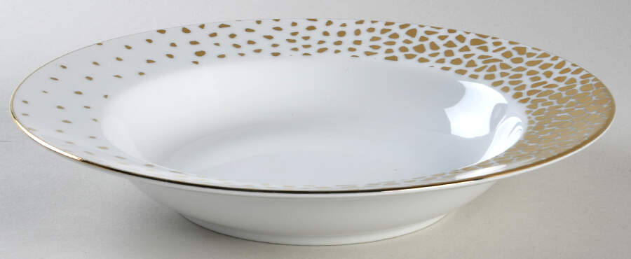 Gold Dust White Large Rim Soup Bowl by Sango-1