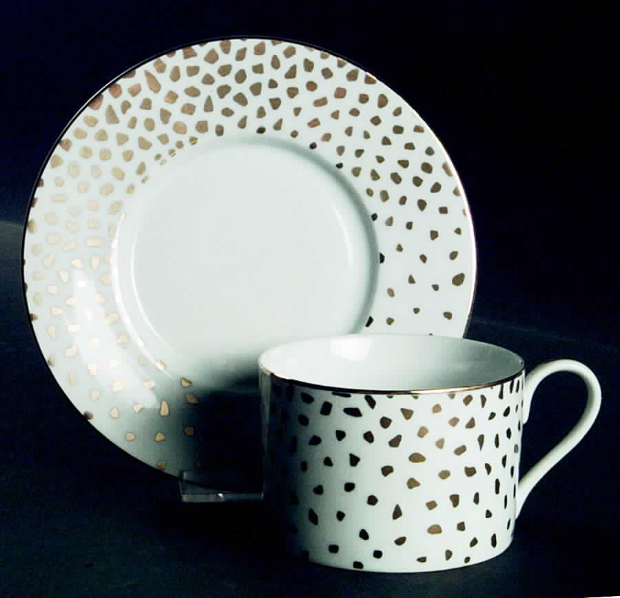 Gold Dust White Flat Cup & Saucer Set by Sango-1