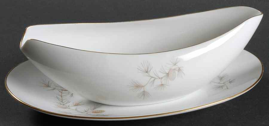 Golden Pine Gravy Boat & Underplate/Relish by Sango-1