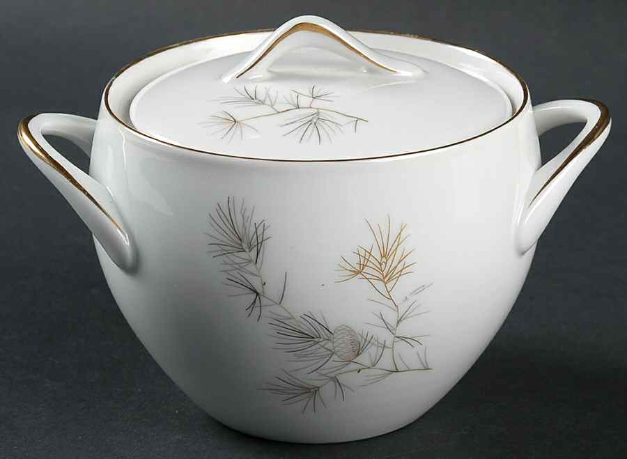 Golden Pine Sugar Bowl & Lid by Sango-1