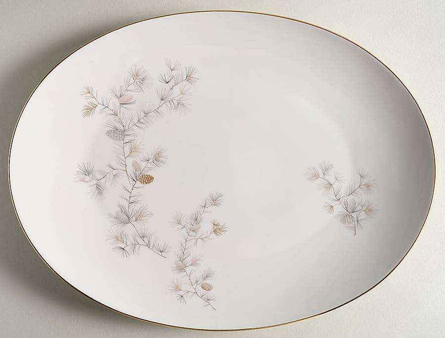 Golden Pine 16" Oval Serving Platter by Sango-1