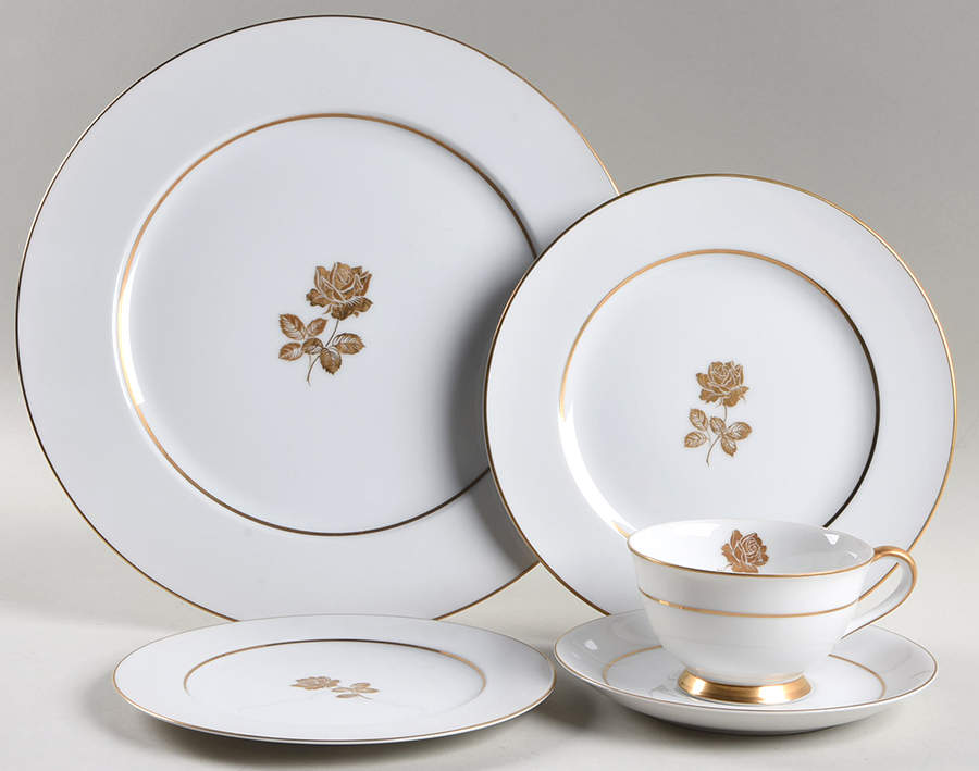 Gold Rose 40 Piece Estate Set by Sango-1