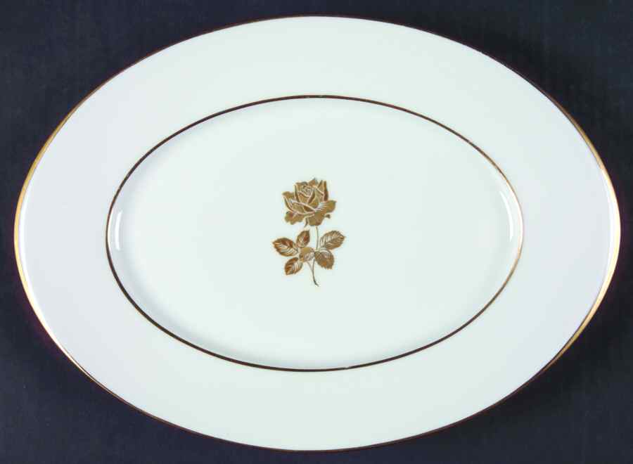 Gold Rose 12" Oval Serving Platter by Sango-1