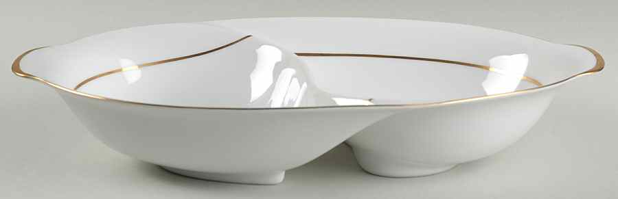 Gold Rose 11" Oval Divided Vegetable Bowl by Sango-1