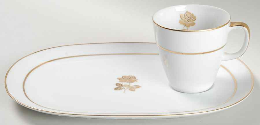 Gold Rose Snack Plate & Cup Set by Sango-1