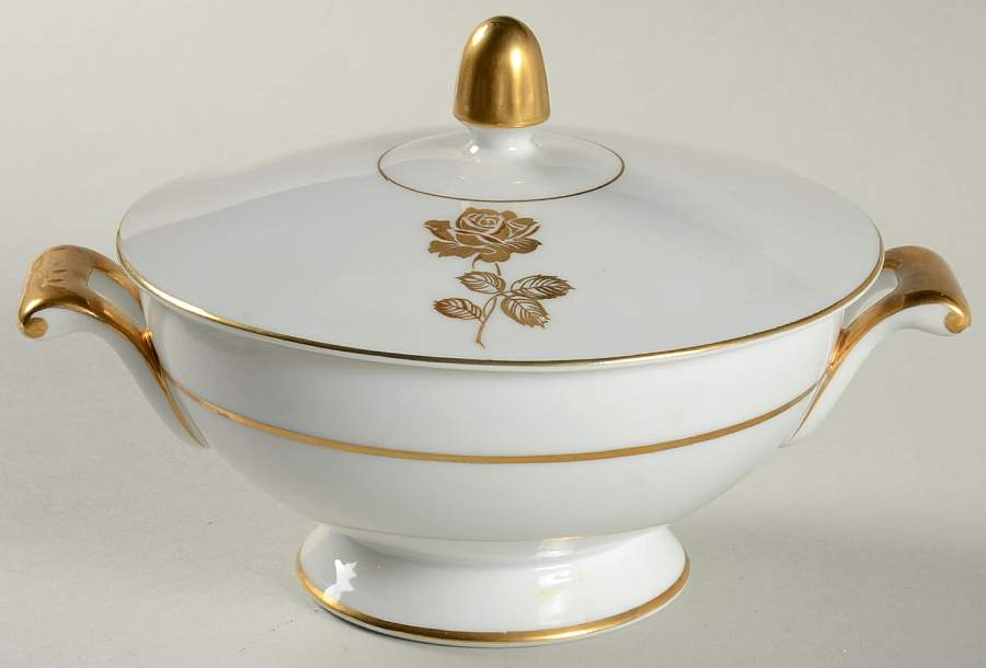 Gold Rose Sugar Bowl & Lid by Sango-1