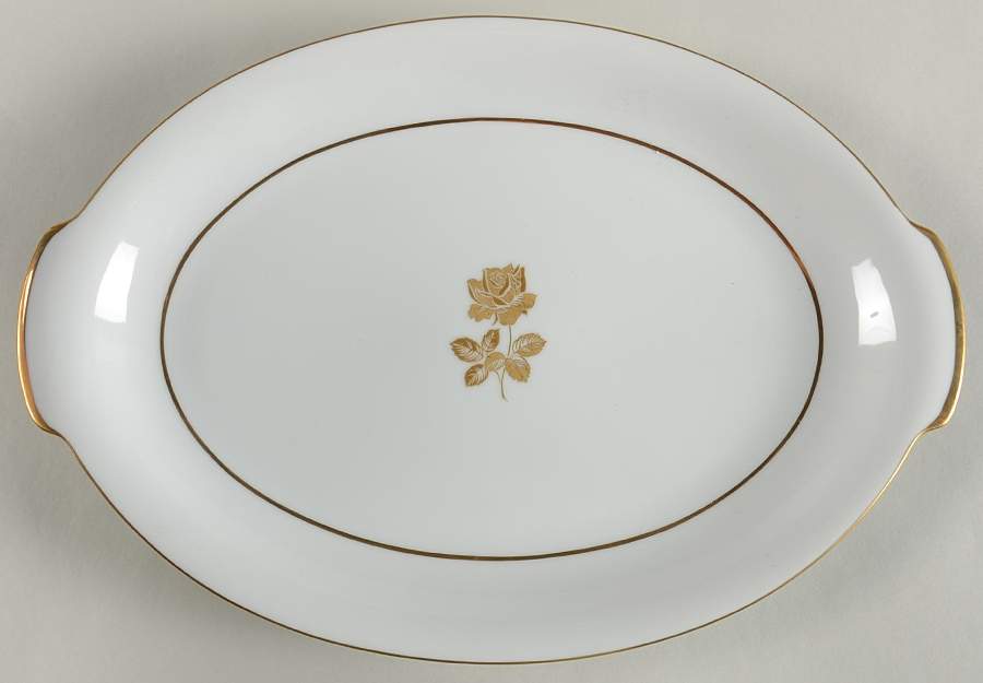 Gold Rose 14" Oval Serving Platter by Sango-1