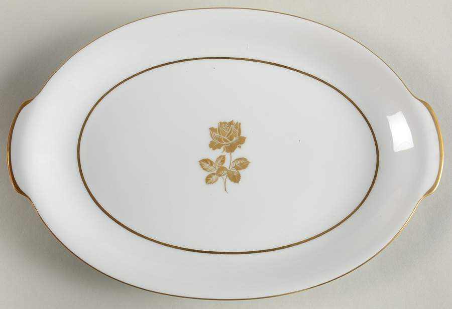 Gold Rose 12" Oval Serving Platter by Sango-1