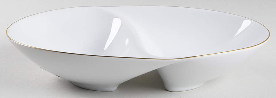 Golden Snow 11" Oval Divided Vegetable Bowl by Sango-1