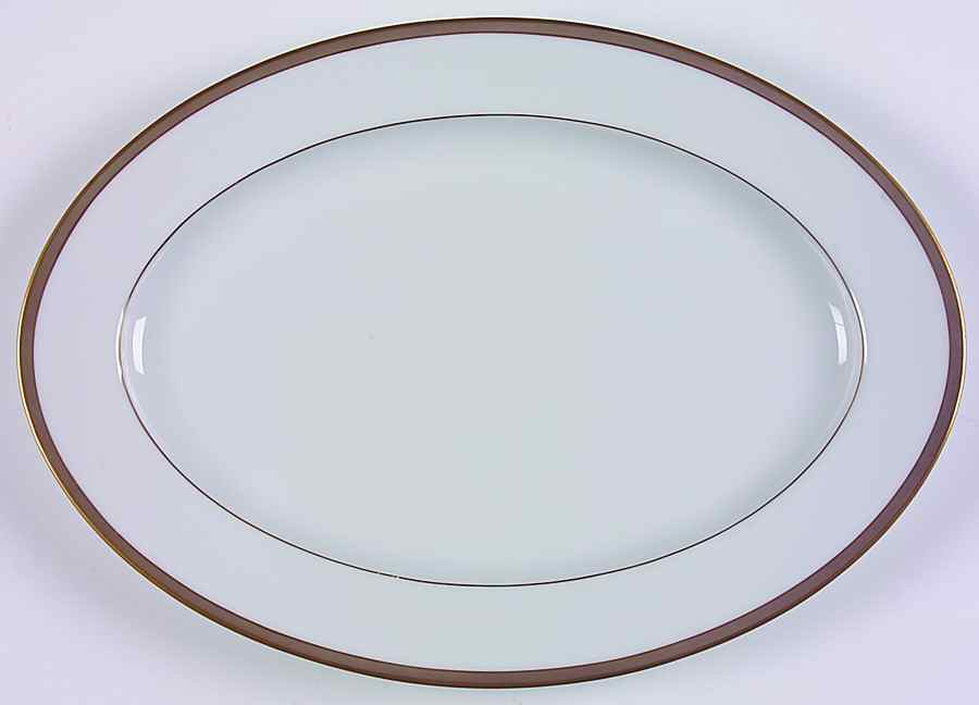 Golden Taupe 14" Oval Serving Platter by Sango-1