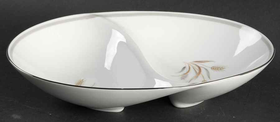 Golden Wheat 11" Oval Divided Vegetable Bowl by Sango-1
