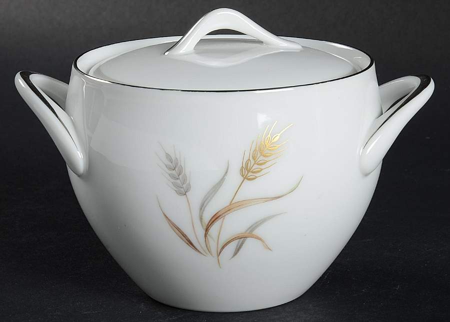 Golden Wheat Sugar Bowl & Lid by Sango-1