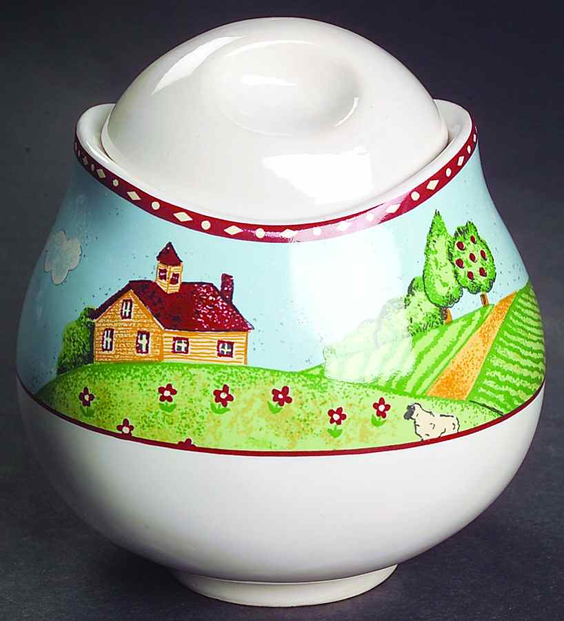 Green Acres Sugar Bowl & Lid by Sango-1