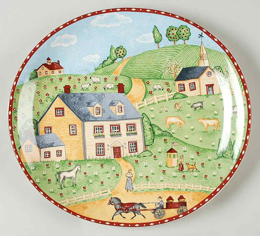 Green Acres 12" Chop Plate (Round Platter) by Sango-1