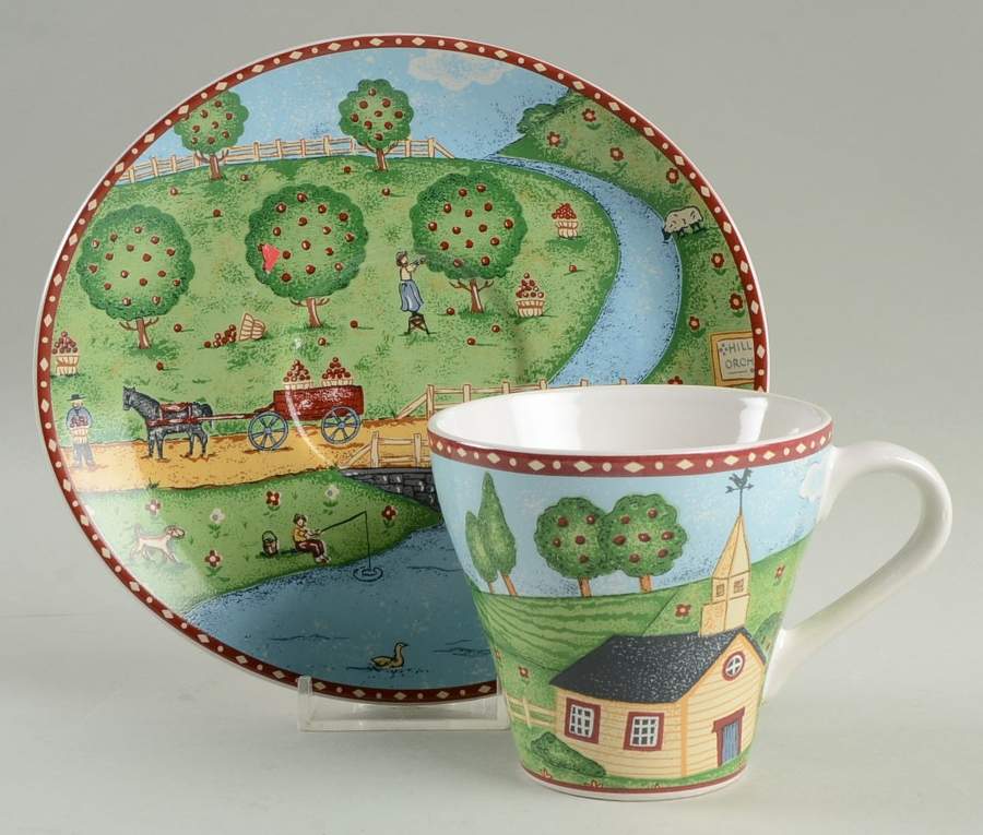 Green Acres Flat Cup & Saucer Set by Sango-1