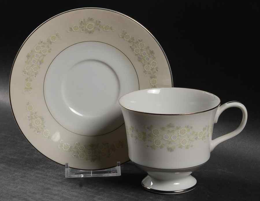 Greenfield Footed Cup & Saucer Set by Sango-1