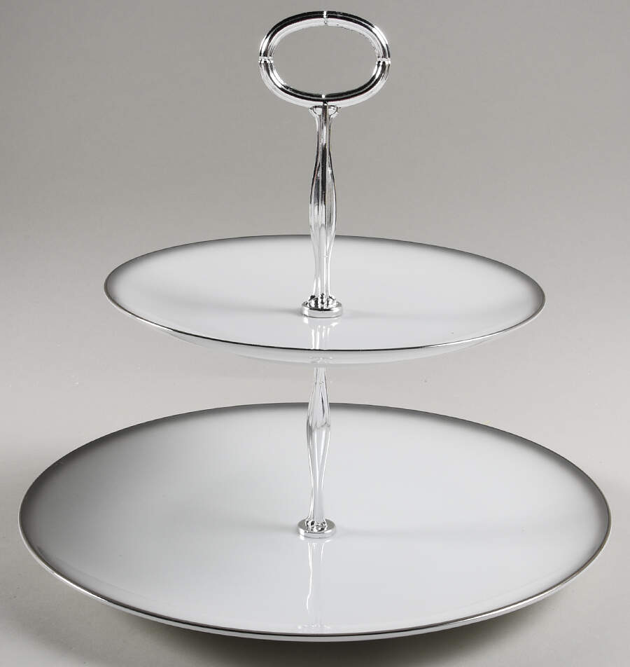 Grey Mist 6 5/8"-10"  2 Tiered Serving Tray (Dp, Sp) HC by Sango-1