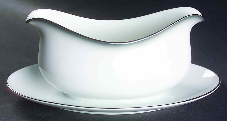 Grey Mist Gravy Boat with Attached Underplate by Sango-1