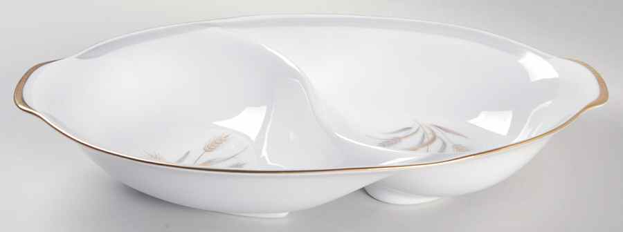 Harvest Gold 11" Oval Divided Vegetable Bowl by Sango-1