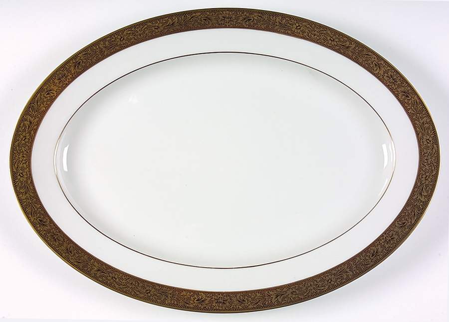 Hampton 16" Oval Serving Platter by Sango-1