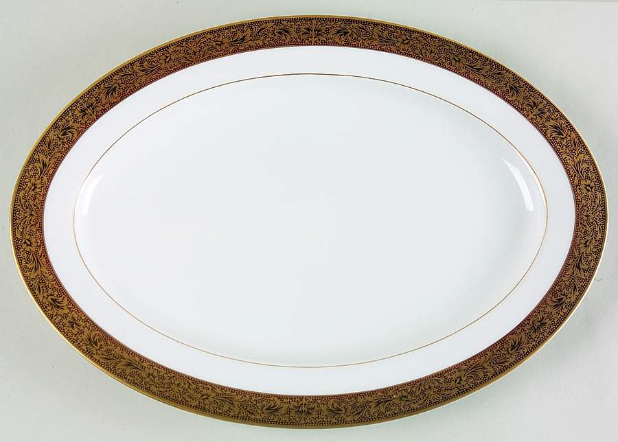 Hampton 14" Oval Serving Platter by Sango-1