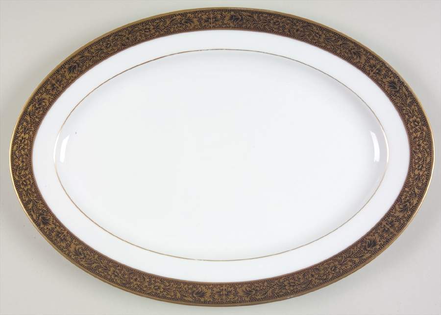 Hampton 12" Oval Serving Platter by Sango-1
